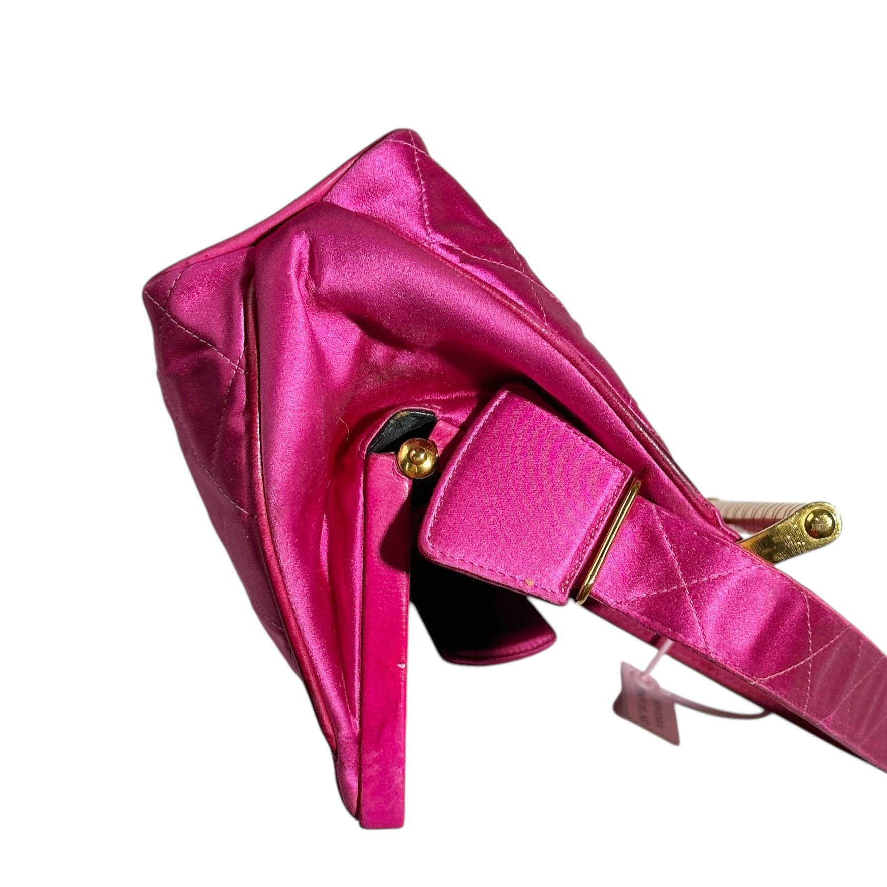 Chanel Satin Quilted Bar Frame Evening Bag 1990 - Image 5