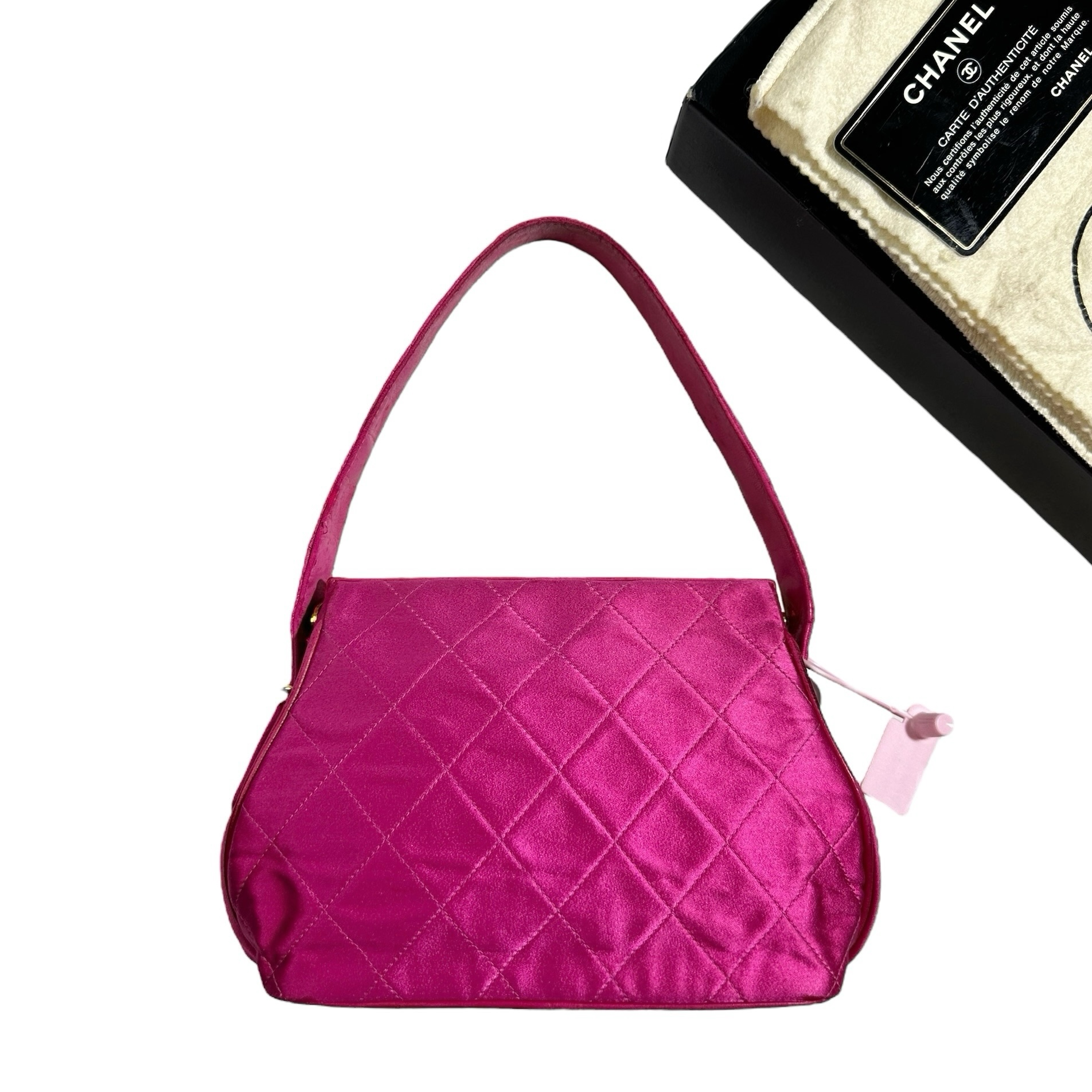 Chanel Satin Quilted Bar Frame Evening Bag 1990 - Image 2