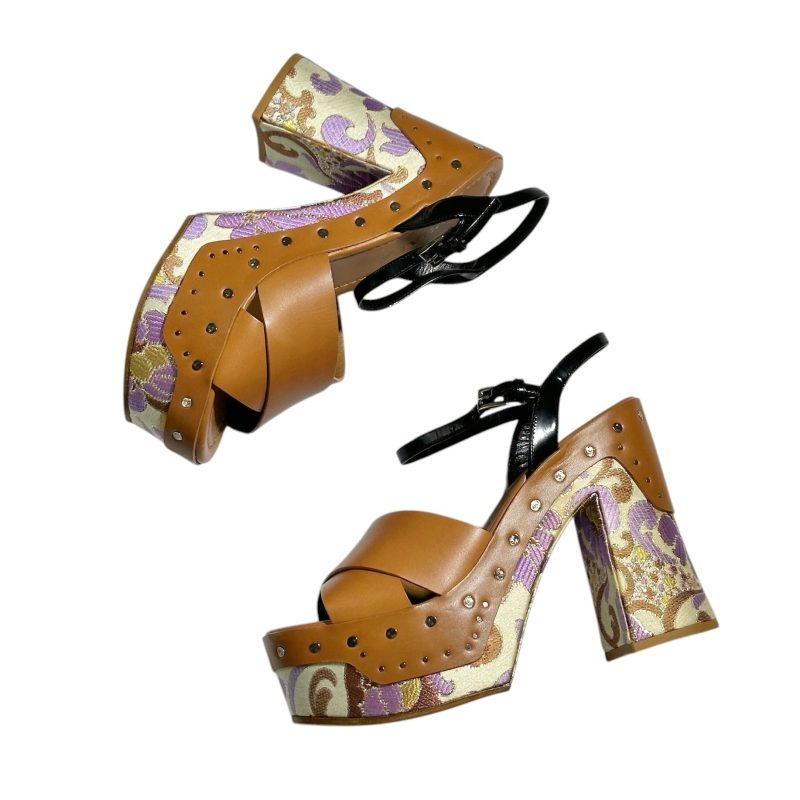 Prada Platform Floral Leather Sandals 37.5 - Image 3