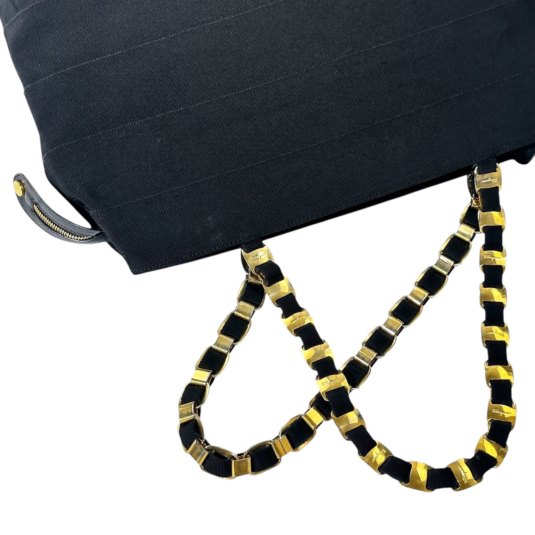 Ferragamo Chain Link Canvas Tote Bag - Image 7