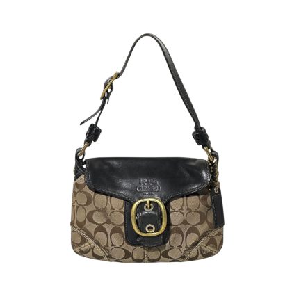 Coach Bleeker Canvas Leather Flap Handbag