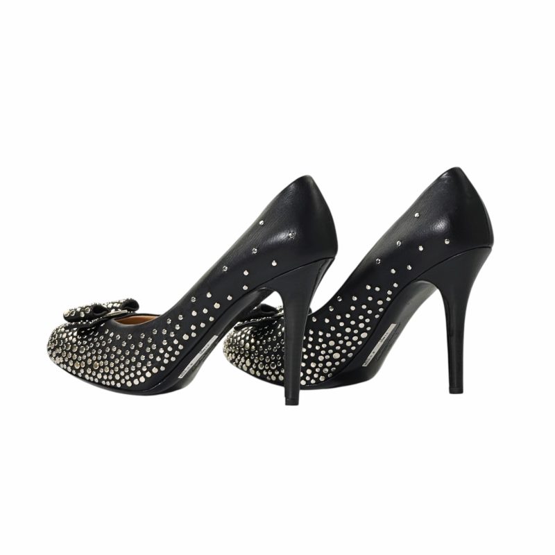 Ferragamo Rivet Leather Vera Heels 37 - Image 4