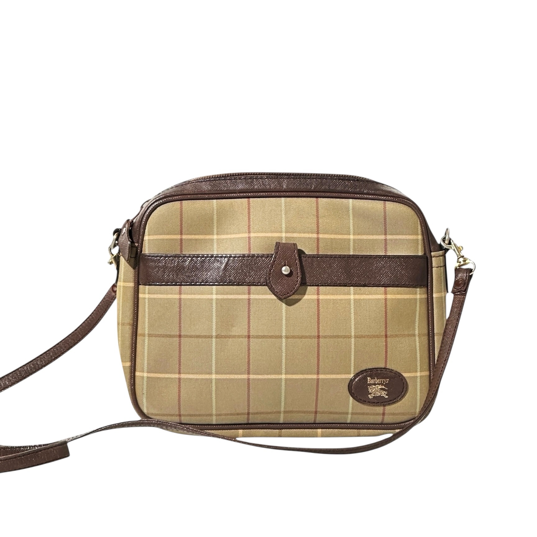 Burberry Vintage Check Leather Strap Crossbody Bag