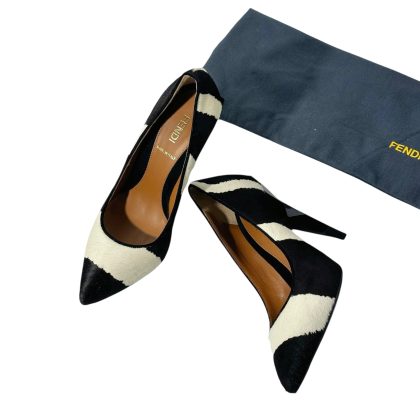Fendi Pony Hair Irregular Shaped Heels 36.5