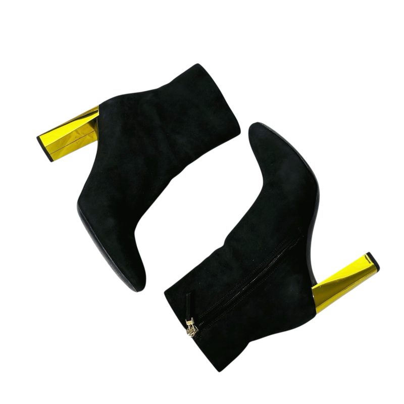 Fendi Suede Gold Heel Boots 36.5 - Image 2
