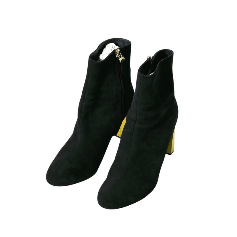 Fendi Suede Gold Heel Boots 36.5 - Image 3
