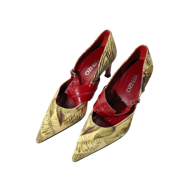 Kenzo Canvas Leather Heels 37 - Image 3