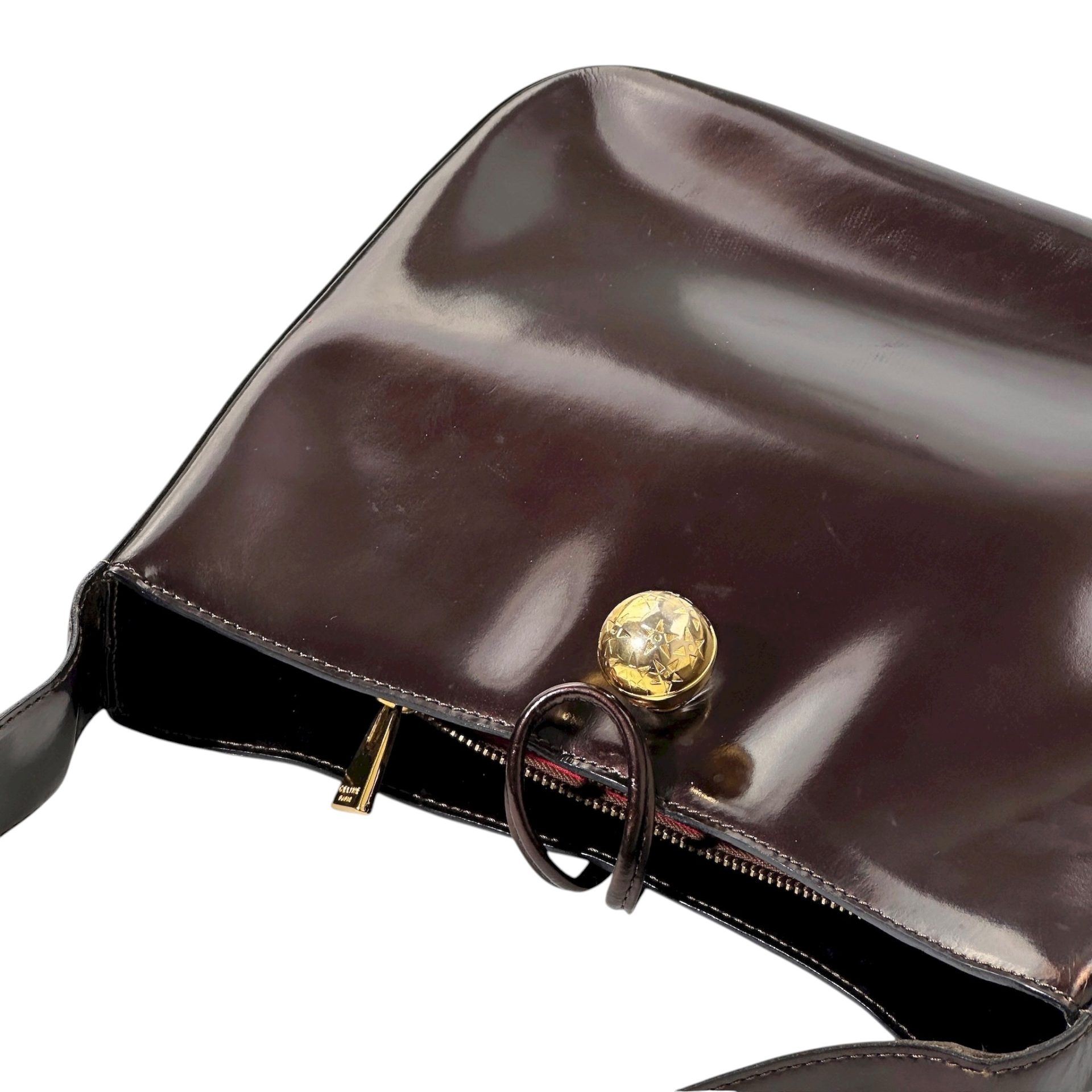 Celine Gold Ball Patent Leather Shoulder Bag - Image 8