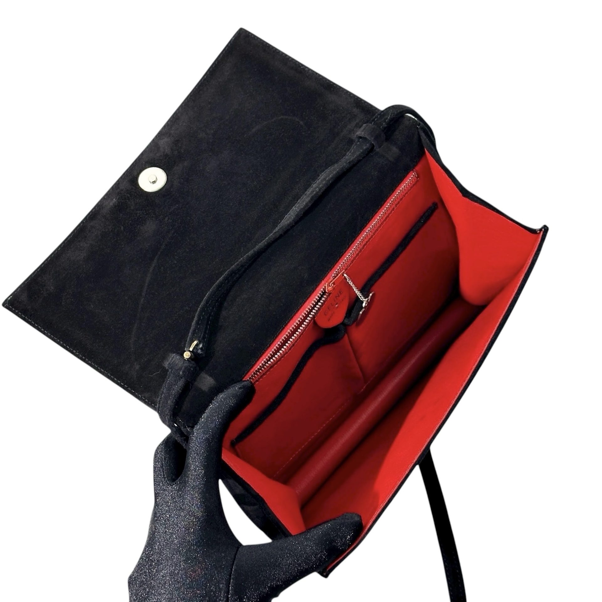 Celine Suede Diamond Crossbody Evening Bag - Image 9