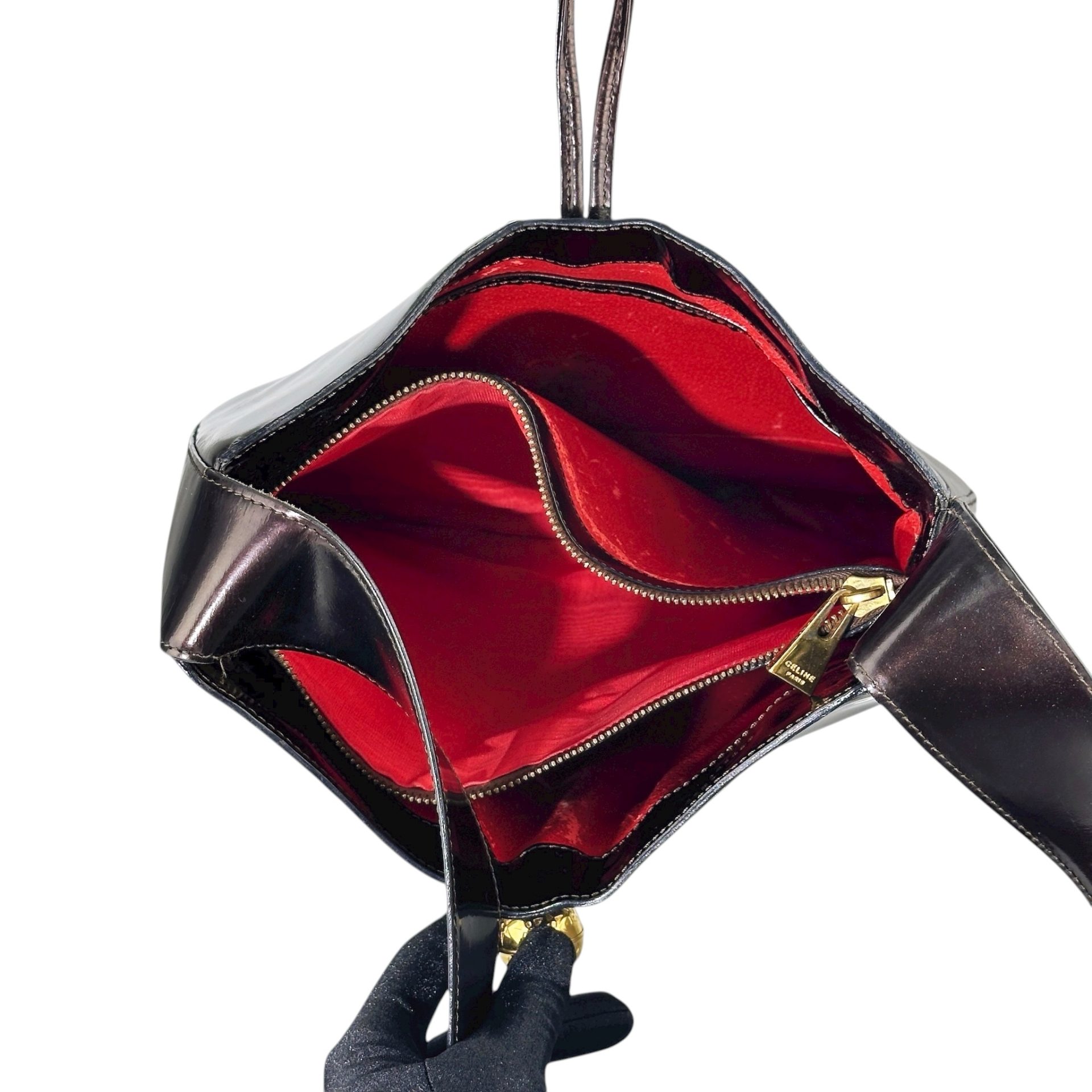 Celine Gold Ball Patent Leather Shoulder Bag - Image 9