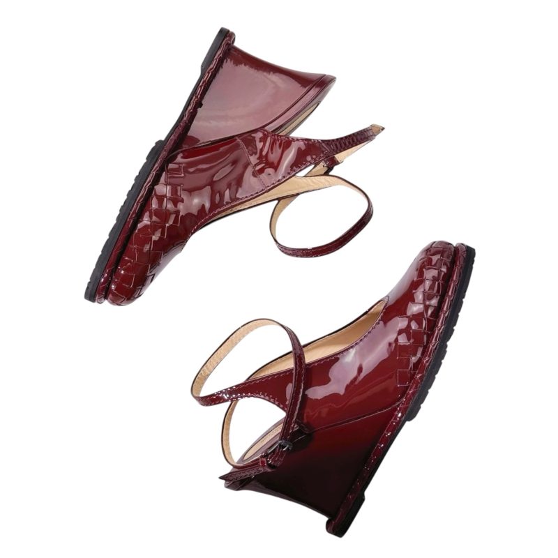 Bottega Veneta Weave Patent Leather Sandals 37 - Image 3