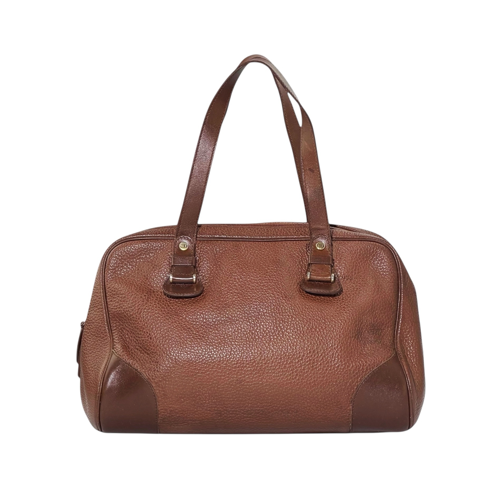 Dior Leather Bowling HandBag 1990s-2000s - Image 2