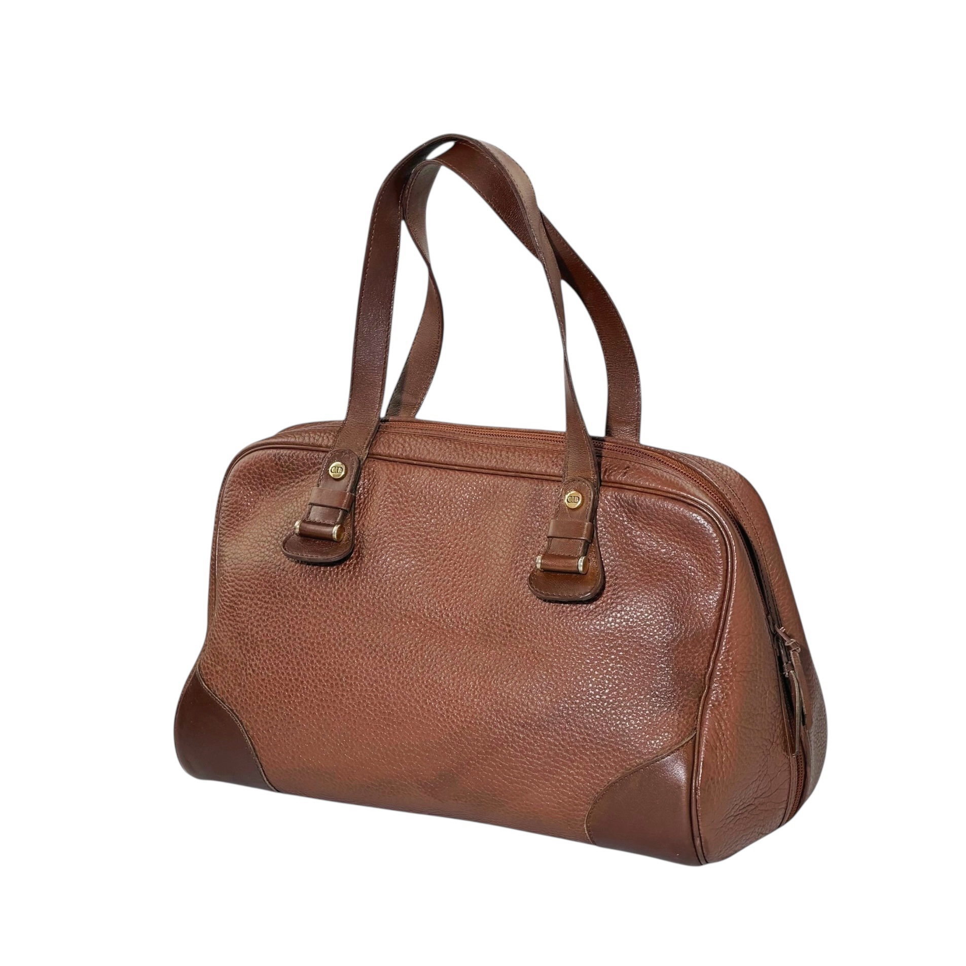 Dior Leather Bowling HandBag 1990s-2000s - Image 3