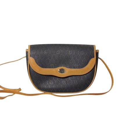 Dior Oval Flap Leather Crossbody Bag 1970s-1980s