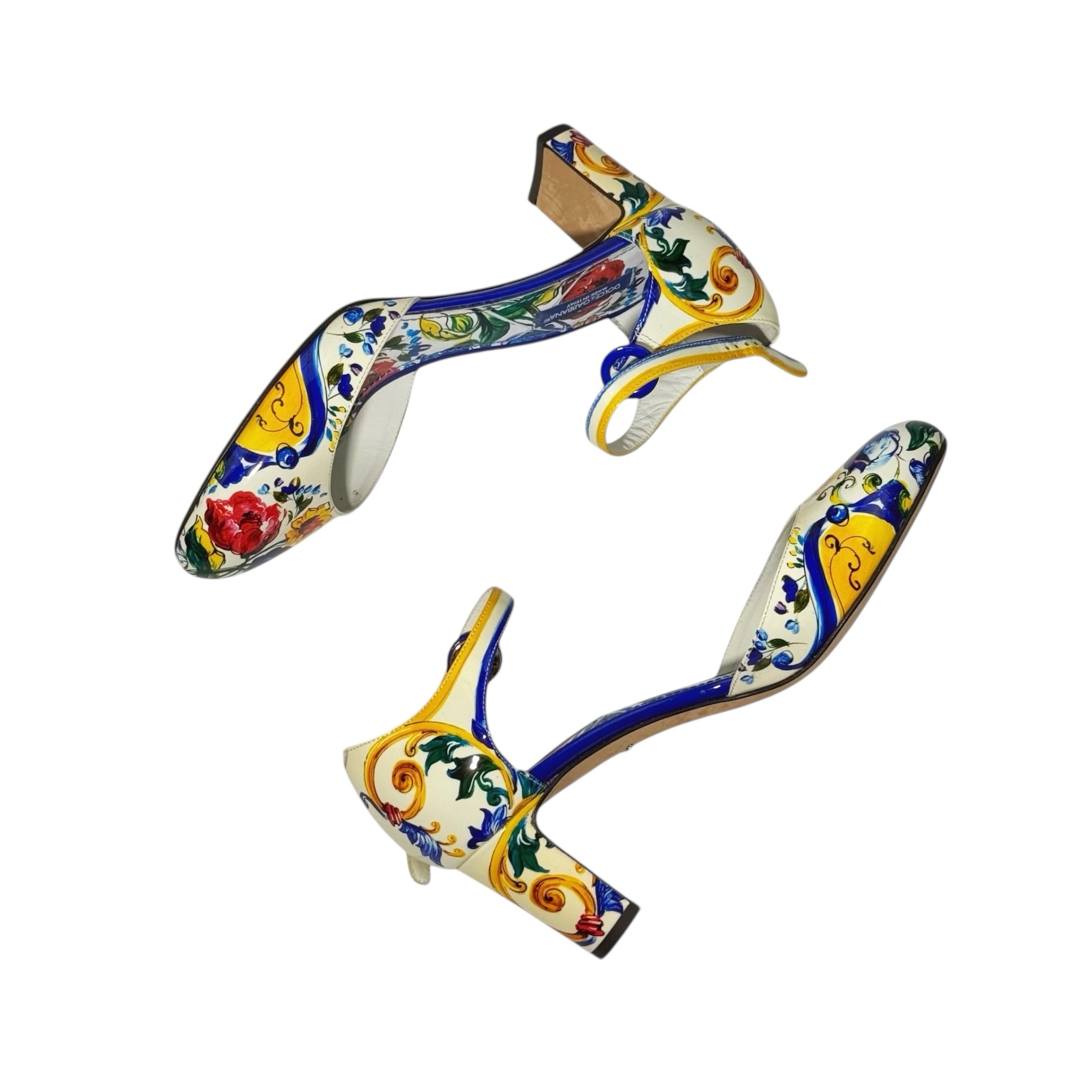 Dolce & Gabbana Patent Leather Floral Printed Ankle Strap Pumps - Image 3