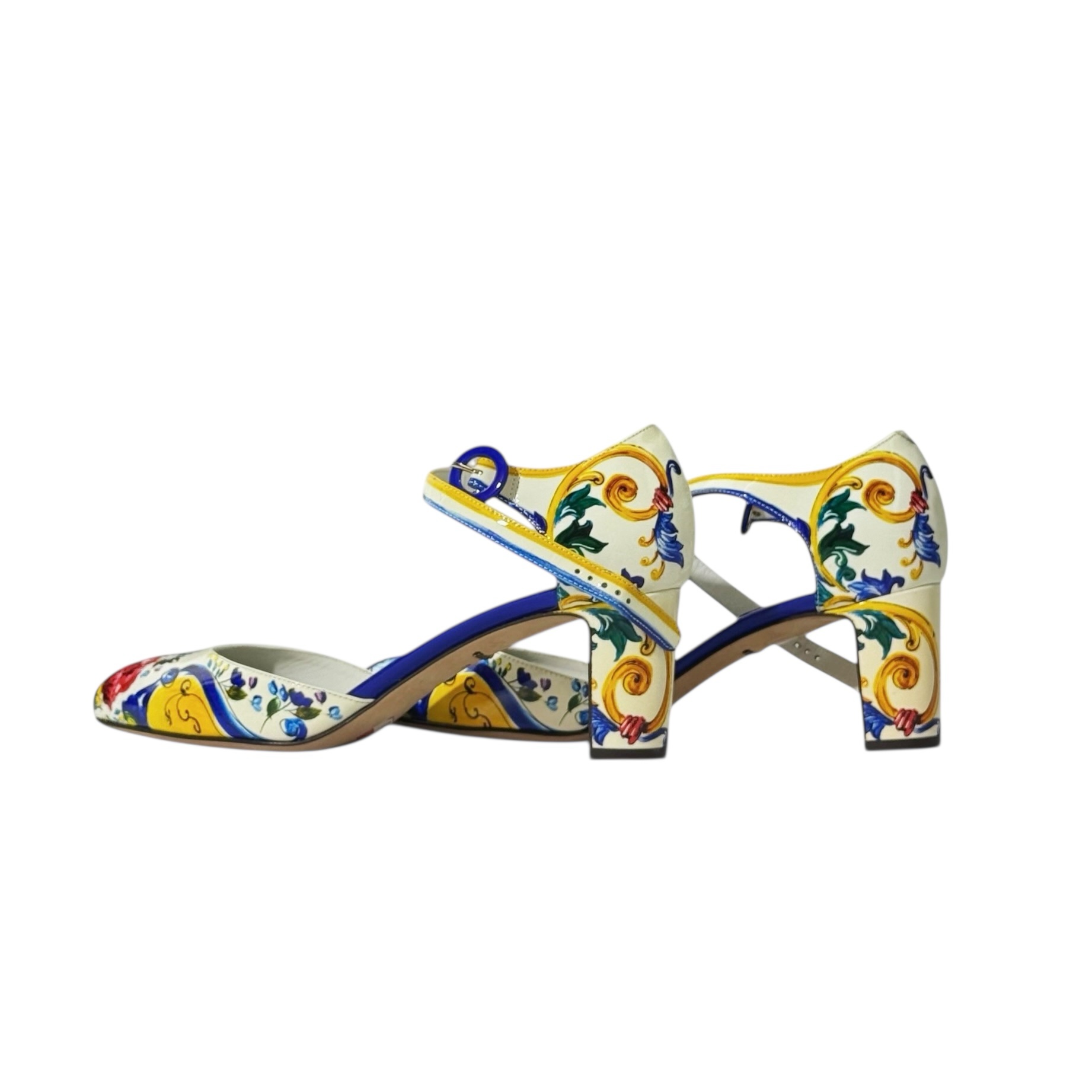 Dolce & Gabbana Patent Leather Floral Printed Ankle Strap Pumps - Image 4