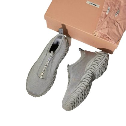 Miu Miu Crystal Embellished Low Top Sneakers