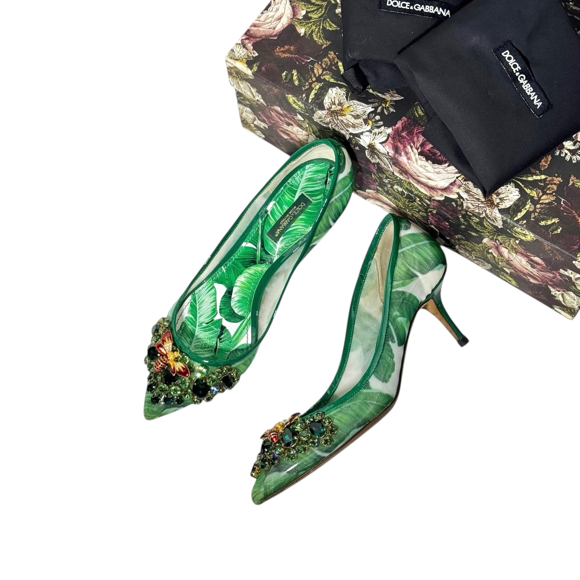 Dolce & Gabbana Crystal Embellished Mesh Heels