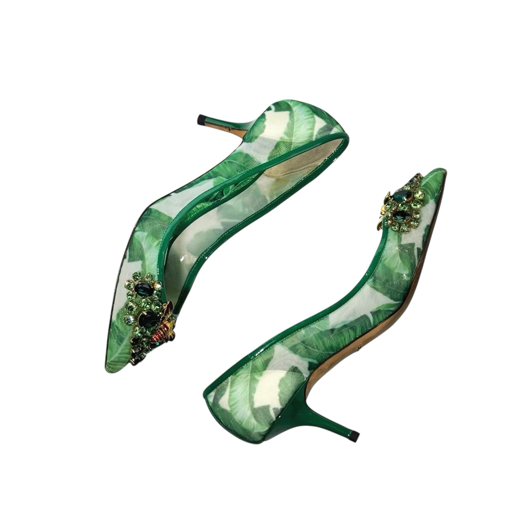 Dolce & Gabbana Crystal Embellished Mesh Heels - Image 3