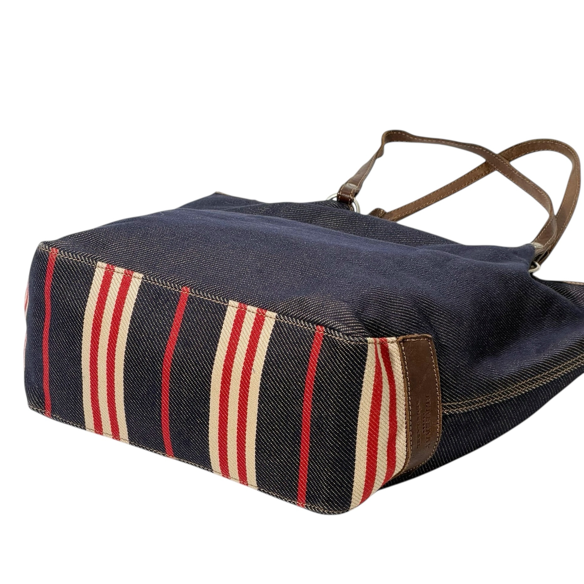 Burberry Leather Strap Denim Bag - Image 6