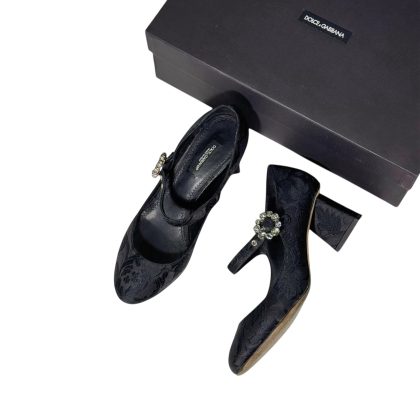 Dolce & Gabbana Brocade Crystal Mary Jares Pumps 37