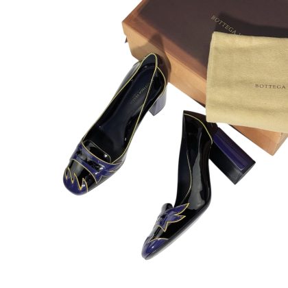 Bottega Veneta Intrecciato Weave Patent Leather Pumps 36.5