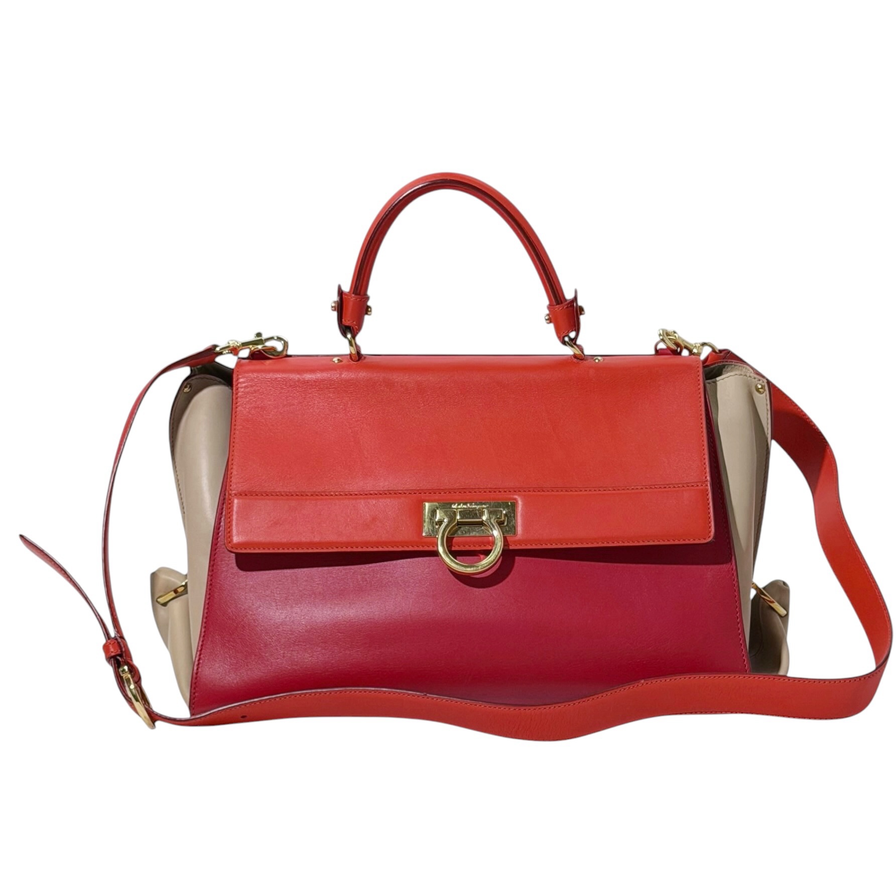 Salvatore Ferragamo Glazed Leather Sofia Satche Bag