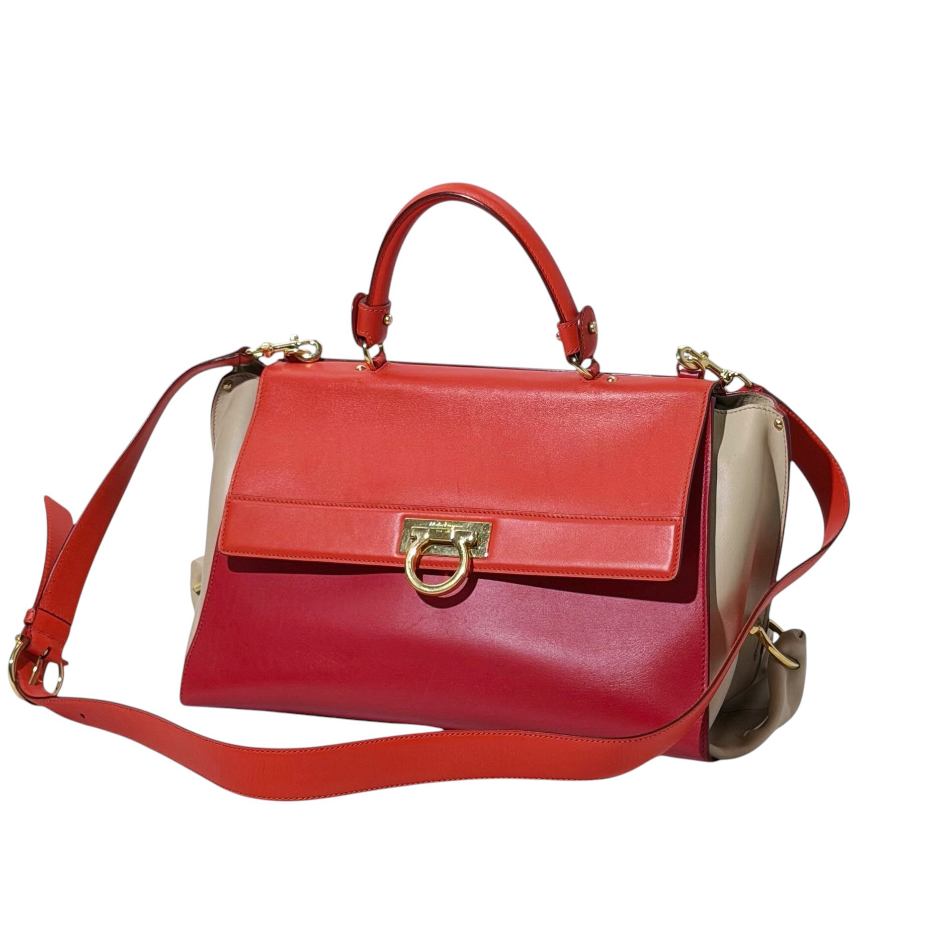 Salvatore Ferragamo Glazed Leather Sofia Satche Bag - Image 3