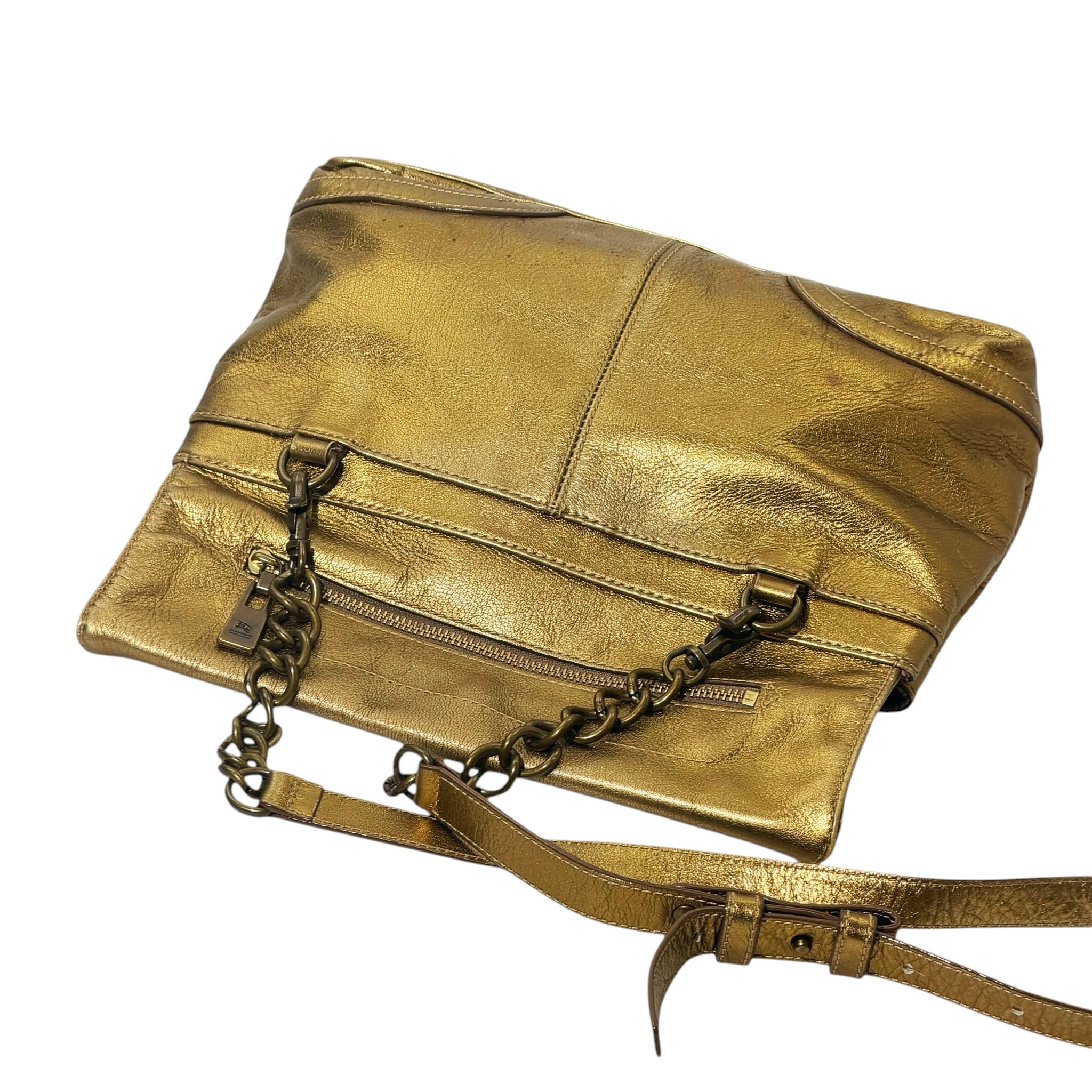 Burberry Metallic Leather Two-Way Bag - Image 8