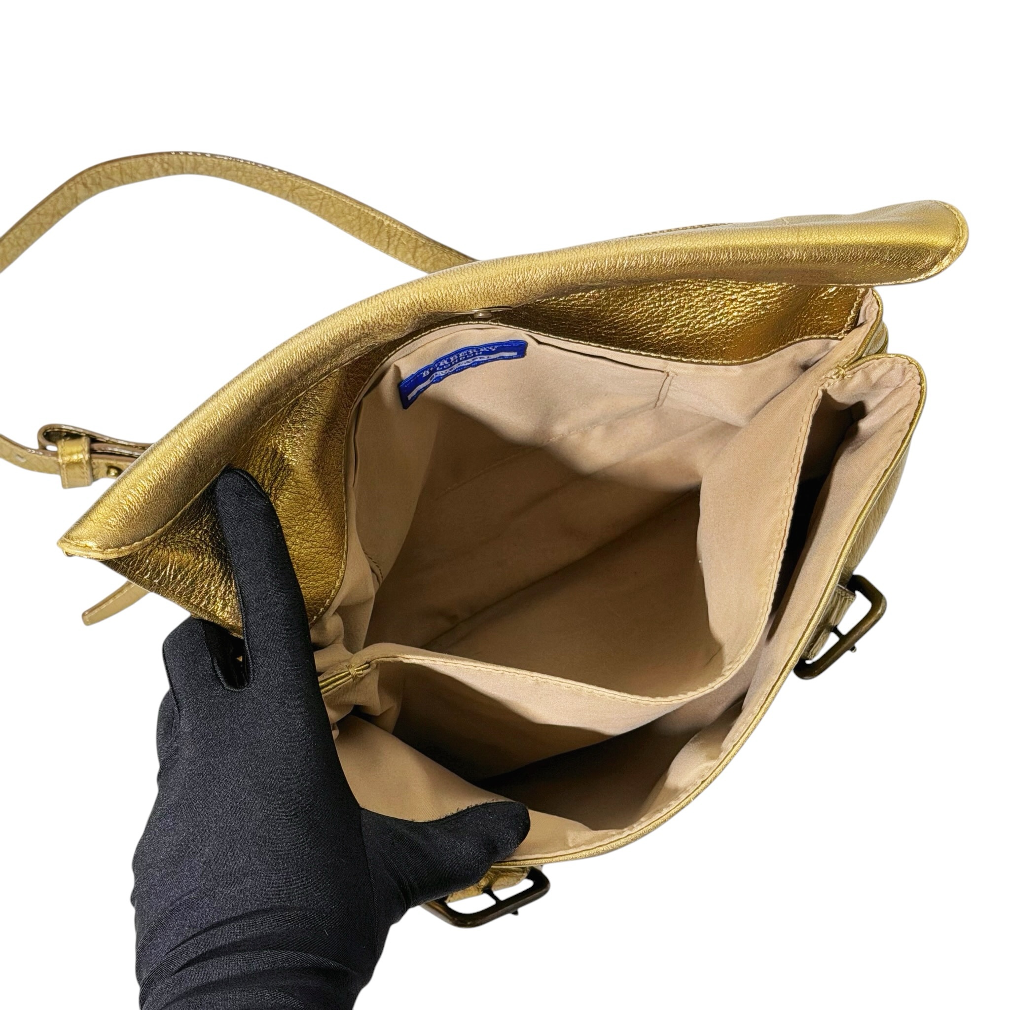 Burberry Metallic Leather Two-Way Bag - Image 9