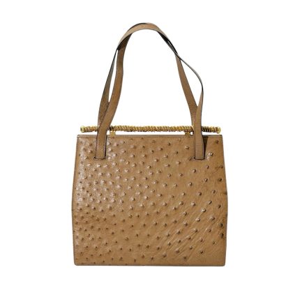 Fendi Ostrich Leather Top Handle Satchel Bag