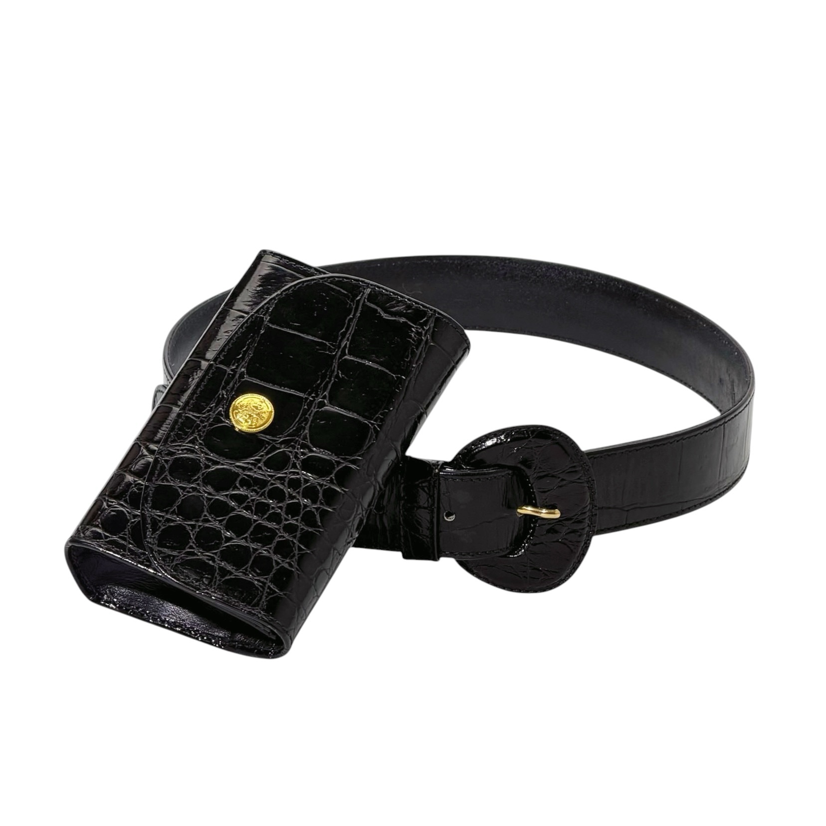 Fendi Croc-Embossed Leather Belt Bag - Image 4