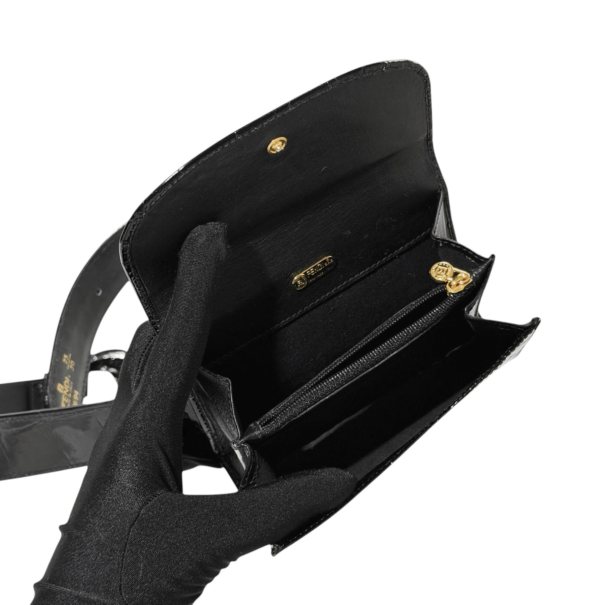 Fendi Croc-Embossed Leather Belt Bag - Image 9