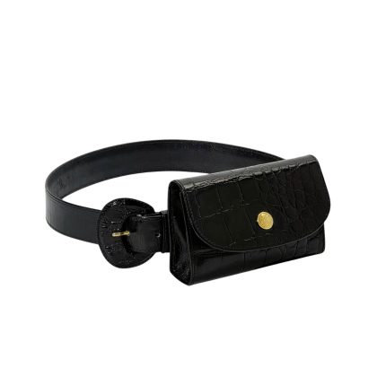 Fendi Croc-Embossed Leather Belt Bag