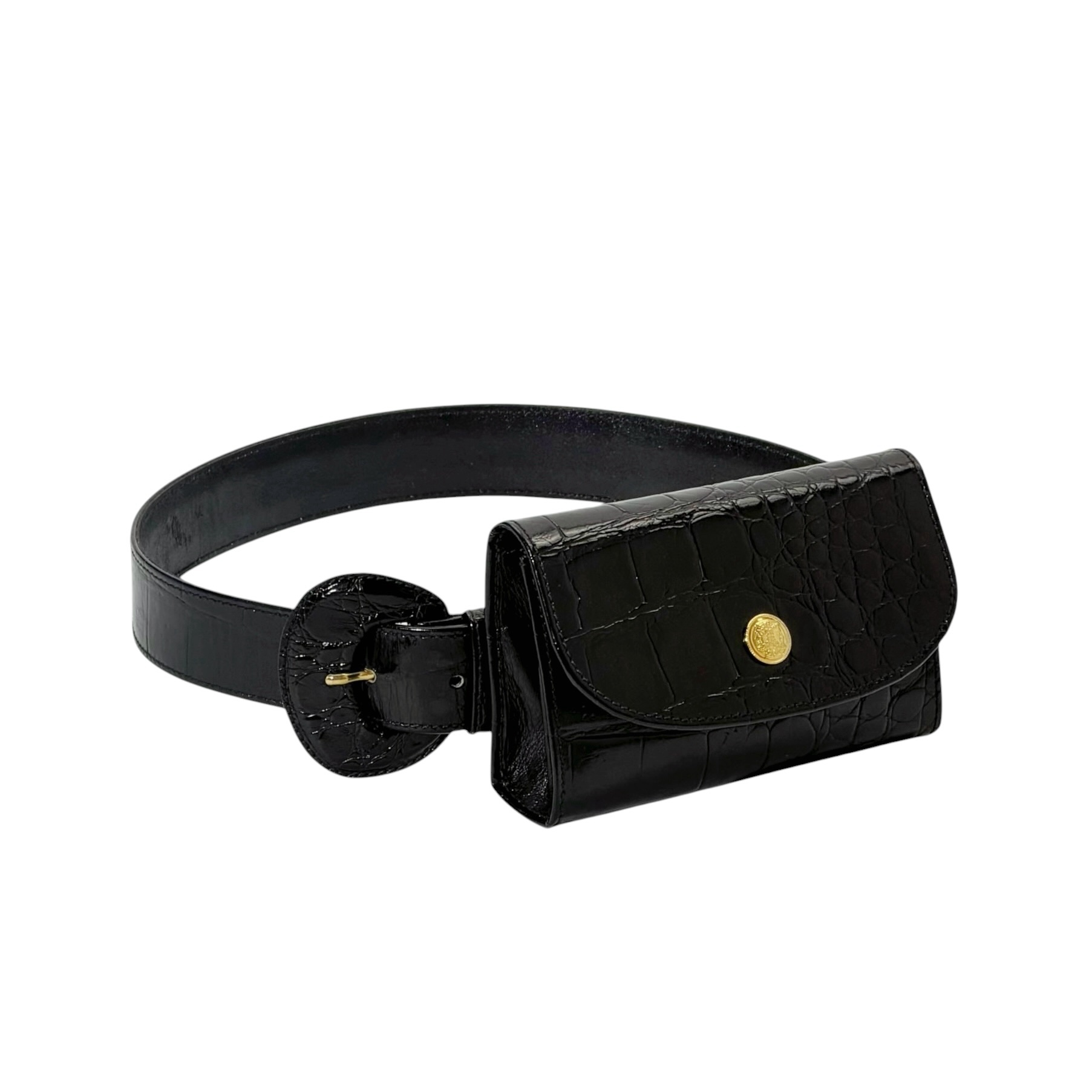 Fendi Croc-Embossed Leather Belt Bag