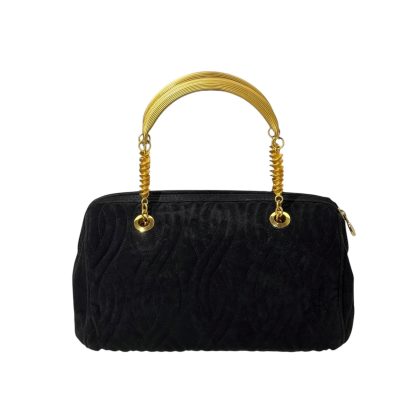 Fendi Quilted Pasta Suede Metal Handle Bag