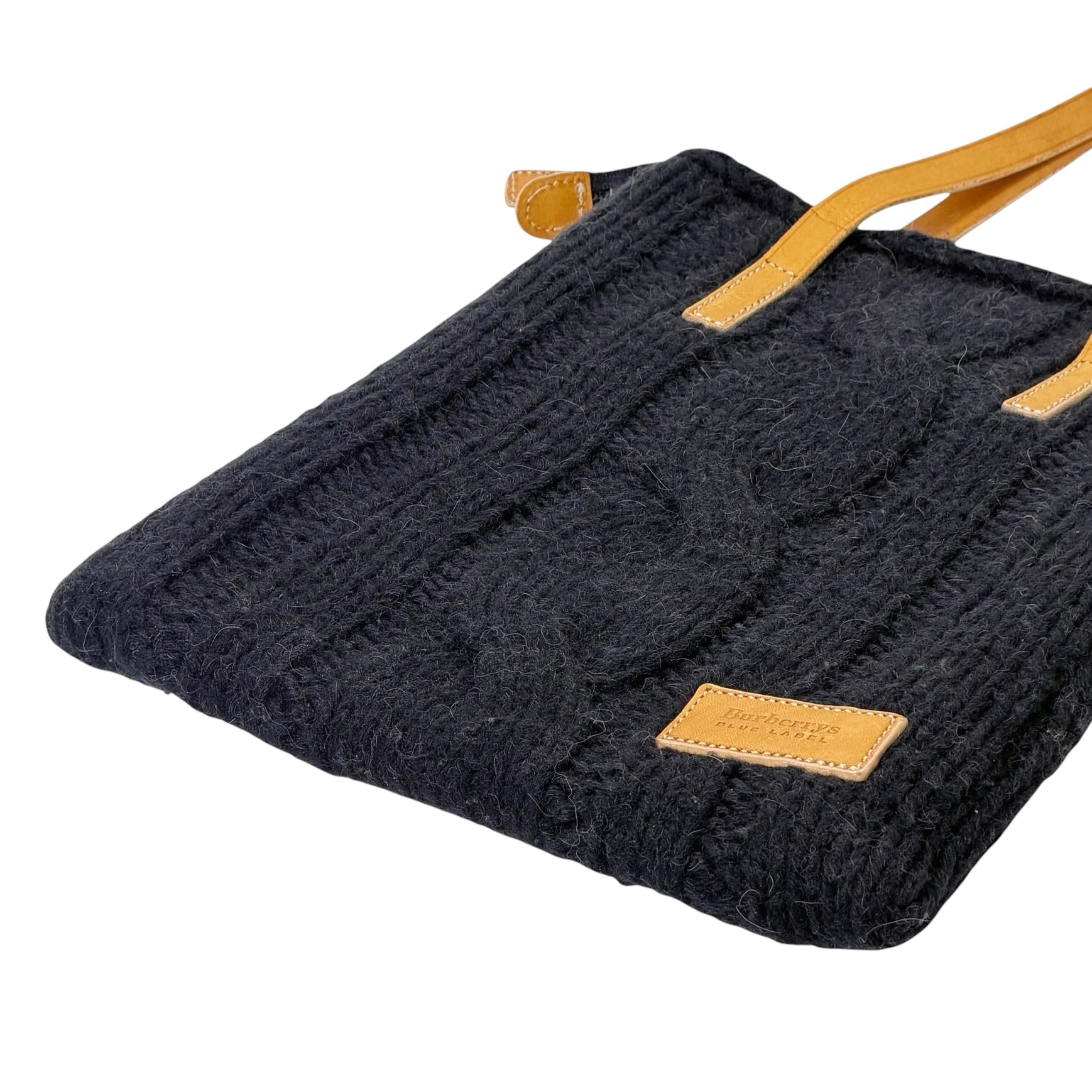 Burberry Knit Leather Strap Tote Bag - Image 6
