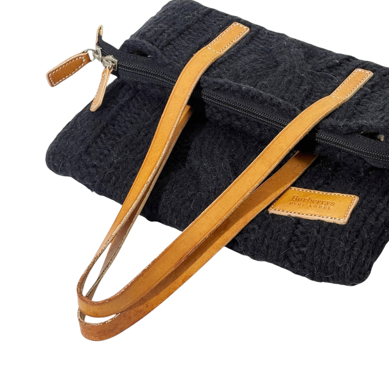 Burberry Knit Leather Strap Tote Bag - Image 8