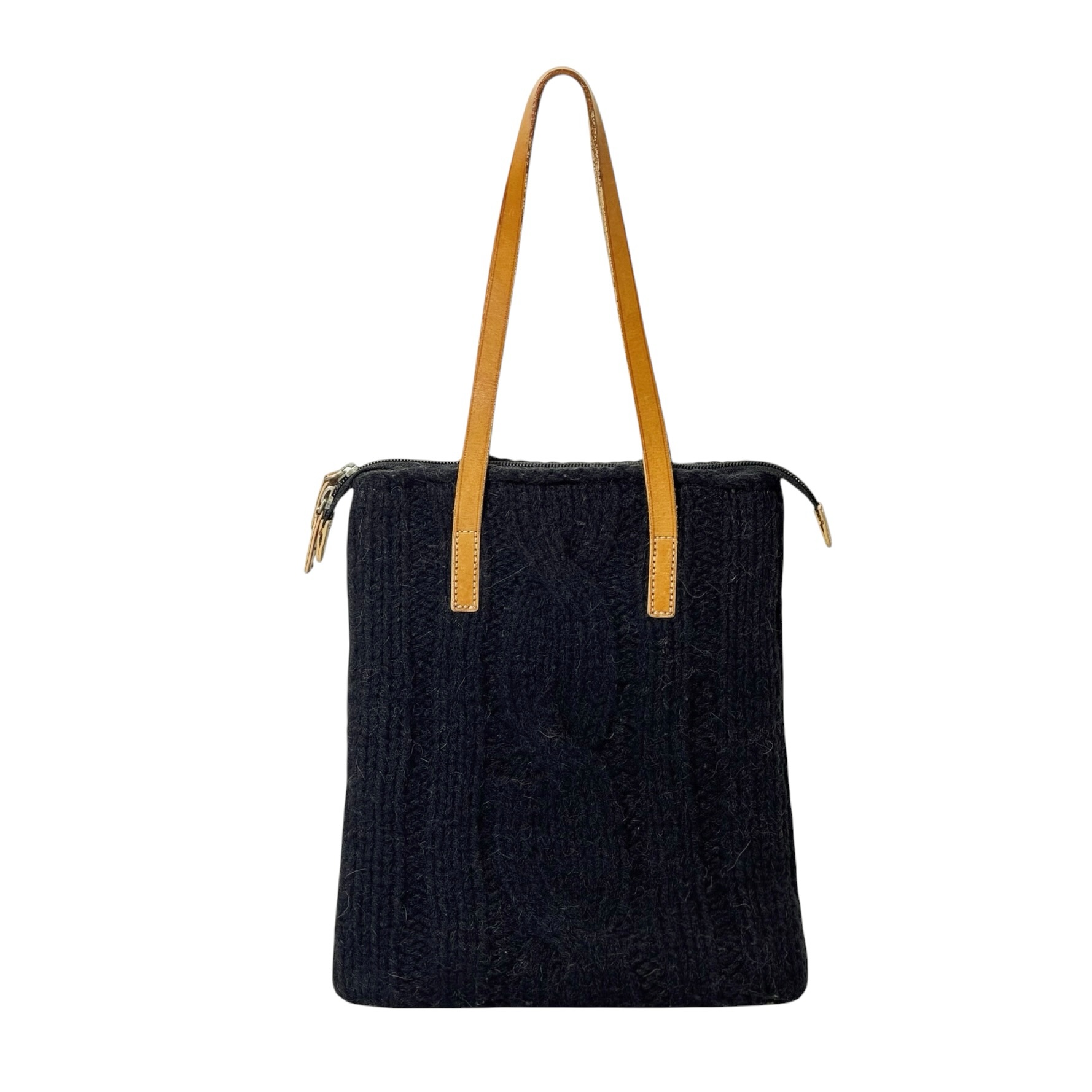 Burberry Knit Leather Strap Tote Bag - Image 2