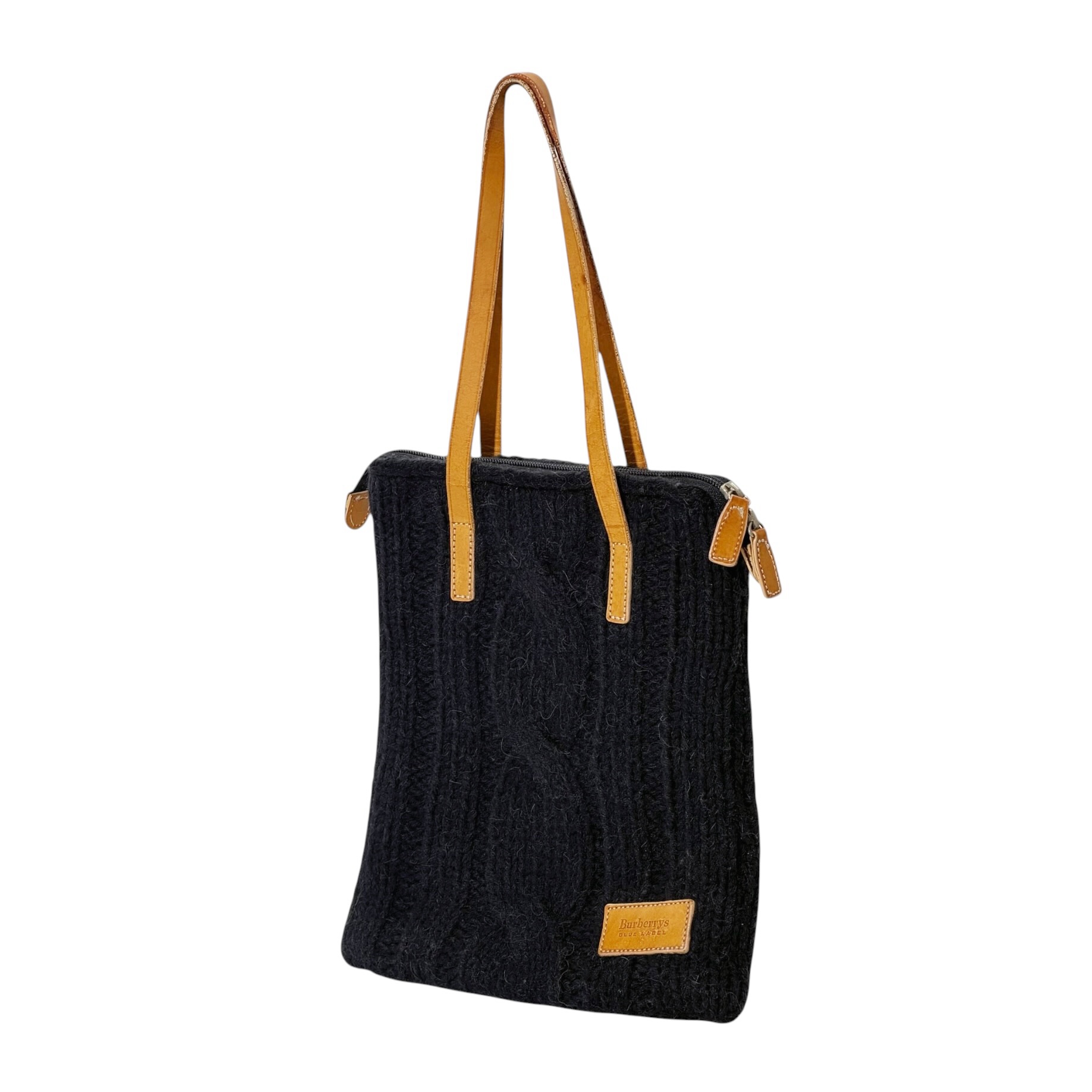 Burberry Knit Leather Strap Tote Bag - Image 3