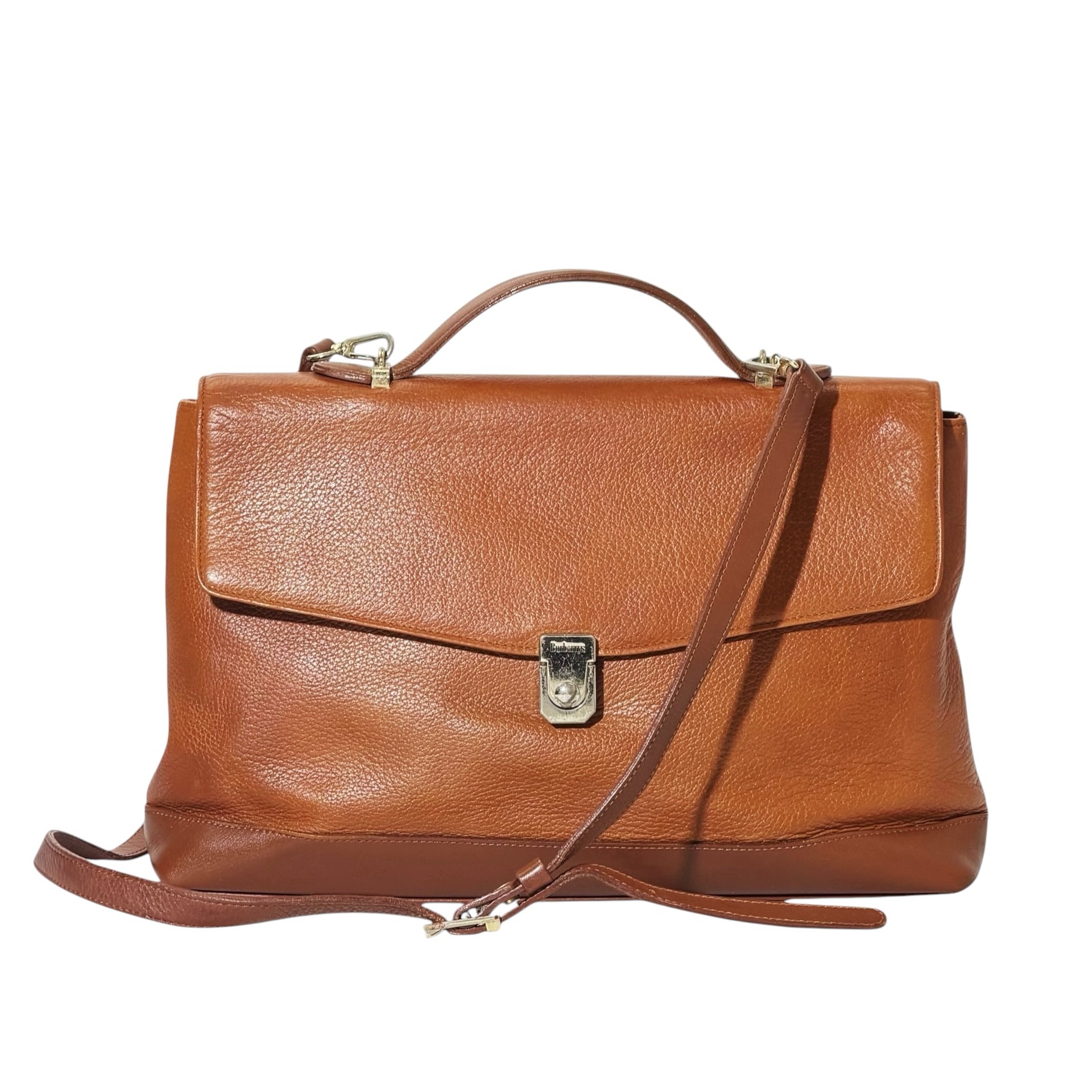 Burberry Leather Top Handle Two Way Bag