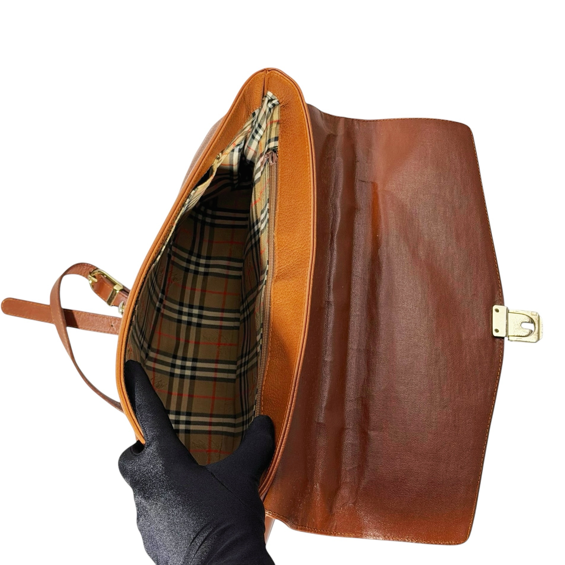 Burberry Leather Top Handle Two Way Bag - Image 9