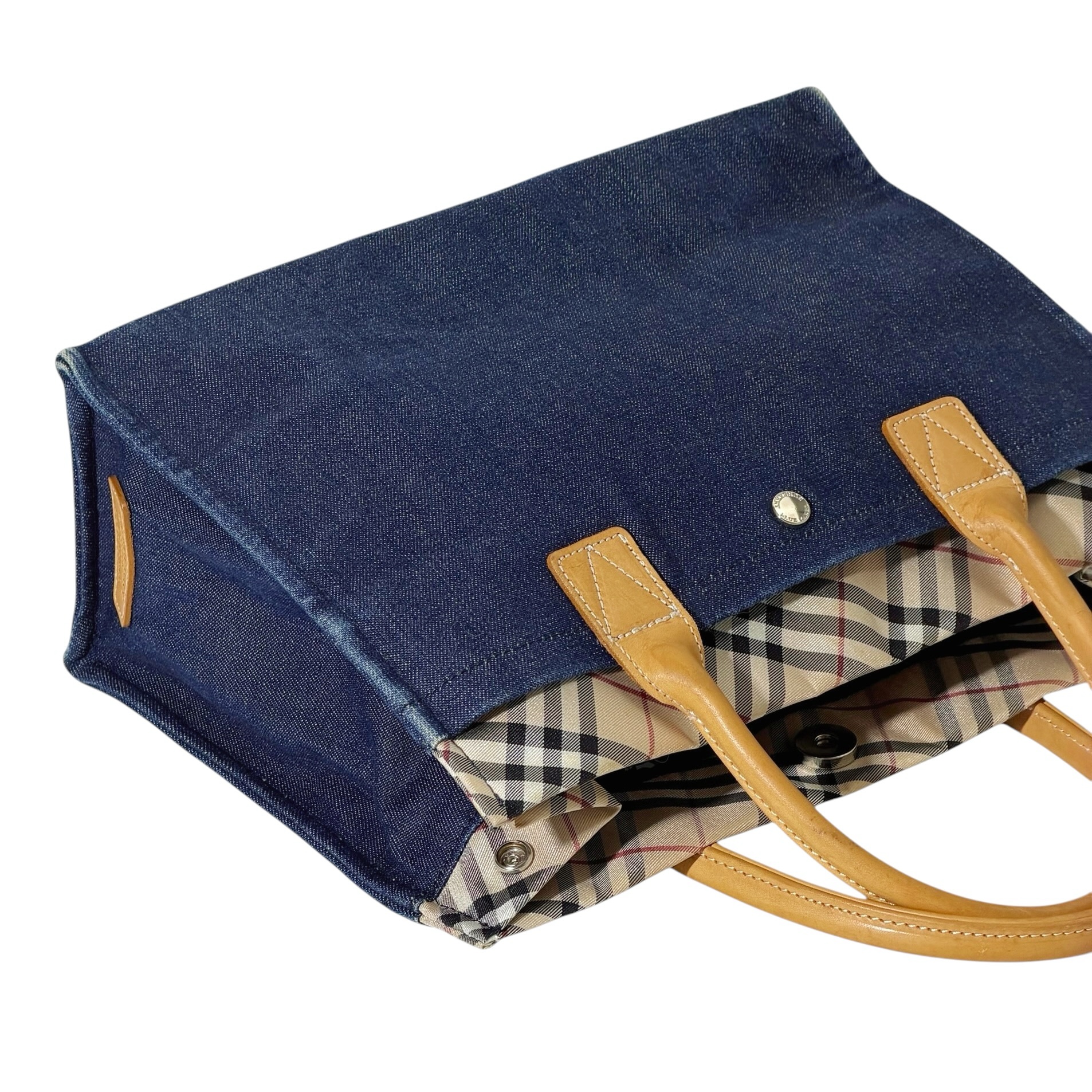 Burberry Nova Check Denim Handbag - Image 8