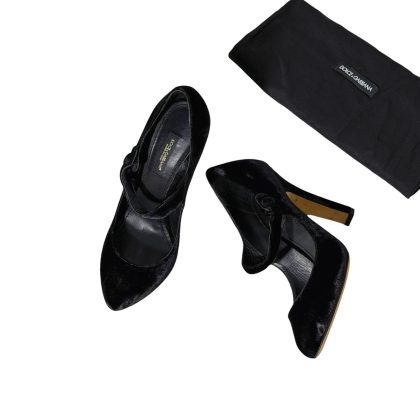 Dolce & Gabbana Velvet Mary Jane Pumps 37