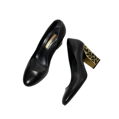Csasdei Block Heel Pumps Black Leather 37