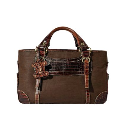 Celine Croc Canvas Boogie Handbag