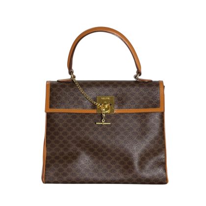 Celine Blason Triomphe Chain Ring Lock Leather Handbag