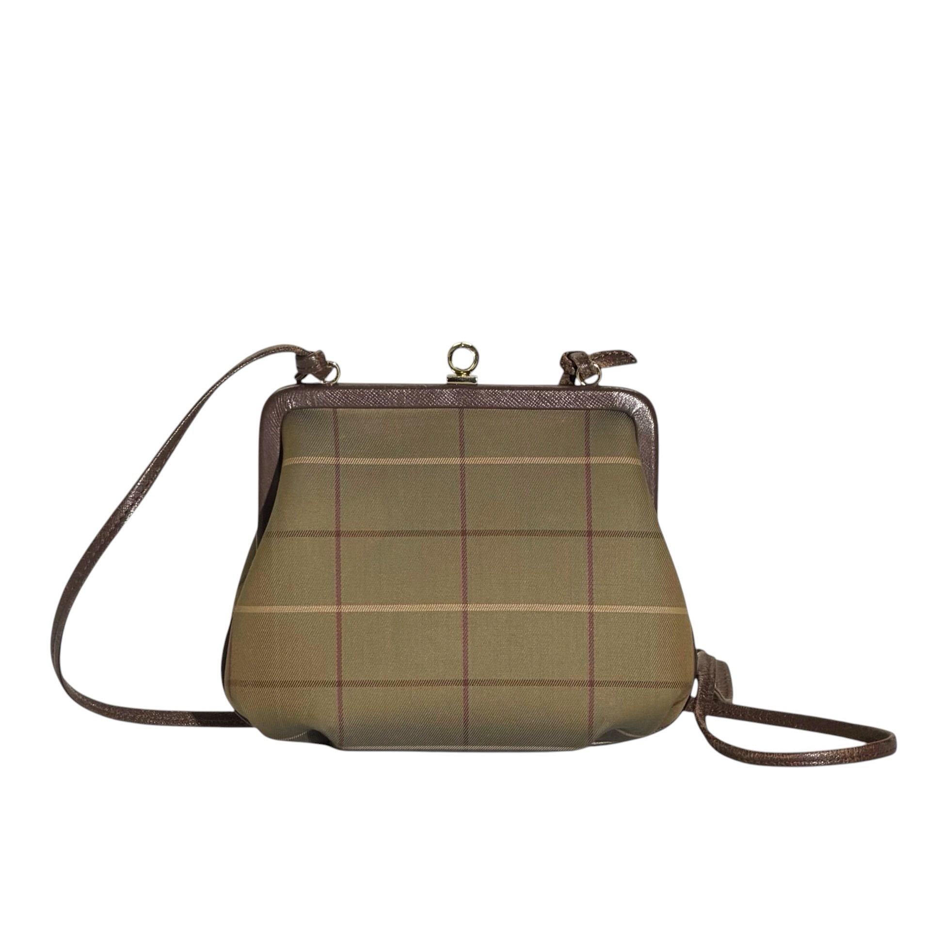 Burberry Vintage Check Leather Strap Kiss Lock Bag - Image 2