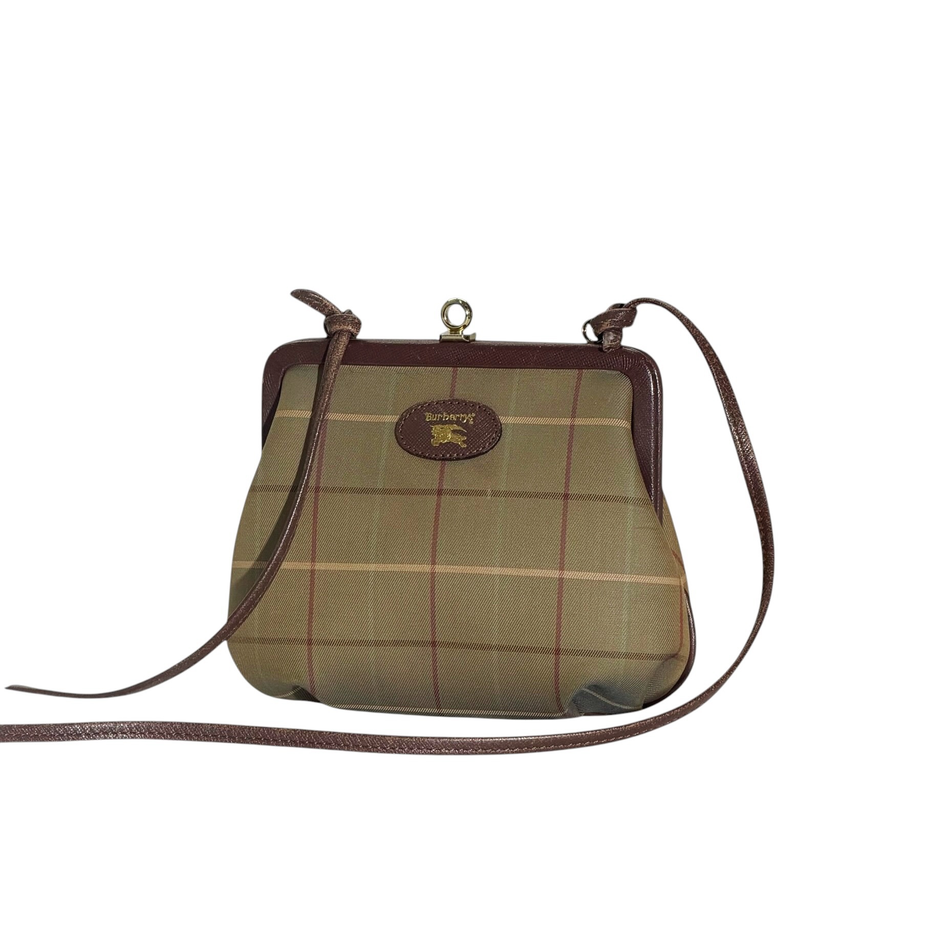 Burberry Vintage Check Leather Strap Kiss Lock Bag - Image 3