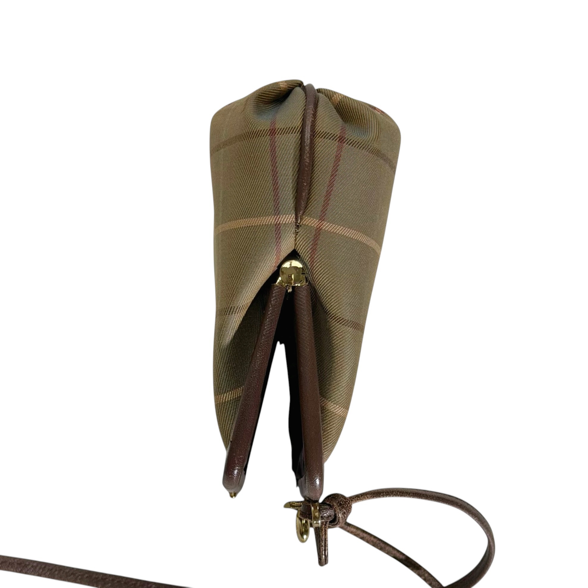 Burberry Vintage Check Leather Strap Kiss Lock Bag - Image 4